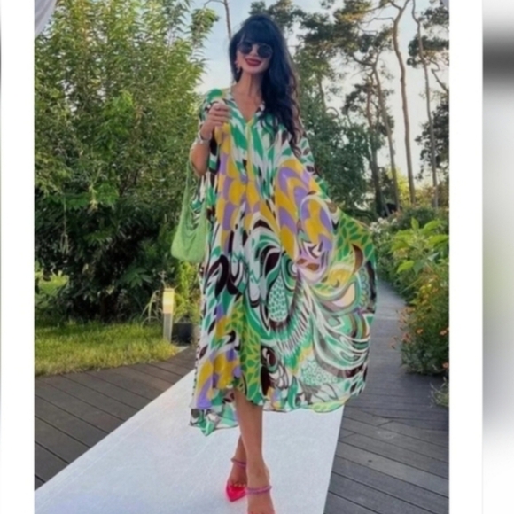 Zara Dresses & Skirts - Brand New Zara Loose Fitting Kaftan/Duster Multicolored